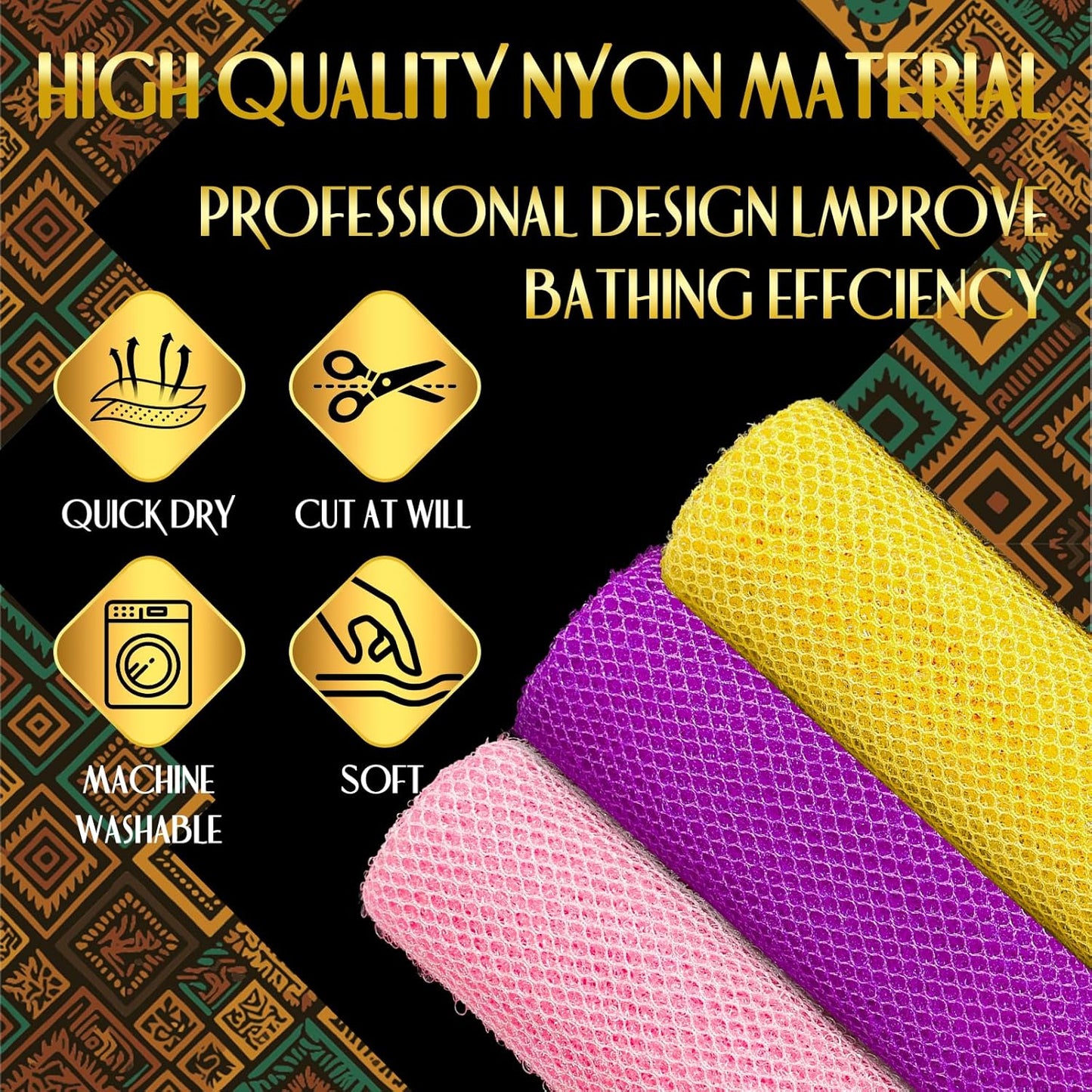 UJFQBH African Bath Sponge African Net Long Exfoliating Great for Daily Use